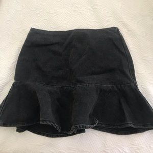Black denim mini skirt